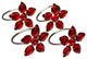 Crystal Flower Metal Napkin Rings, Red, Set of 4