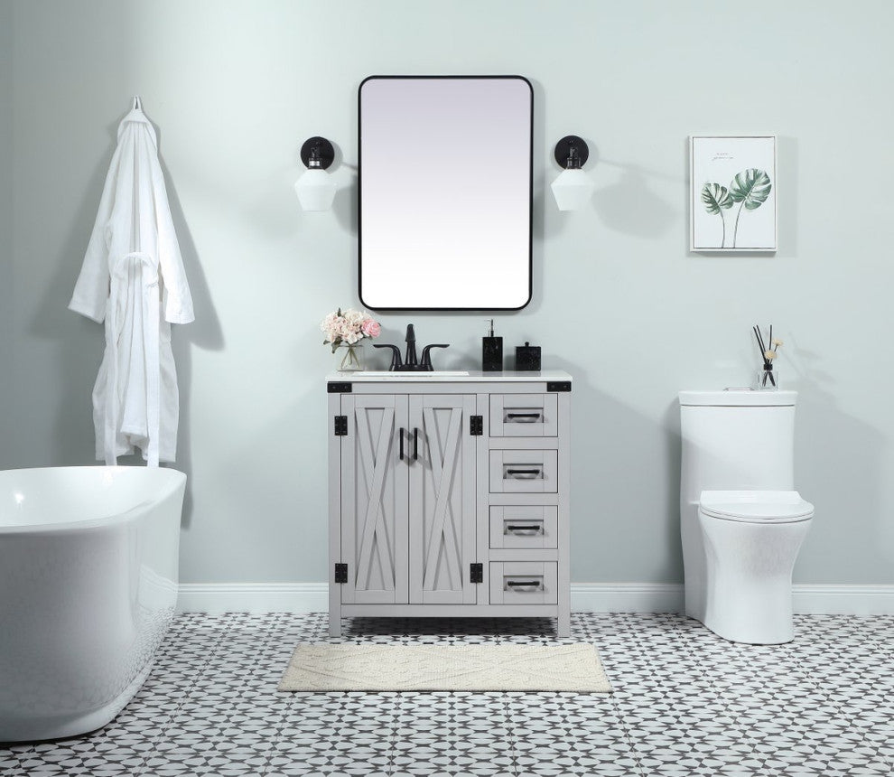 Home Living 19" Farmhouse Grey-Light Bathroom Vanity