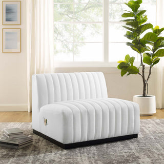 Conjure Channel Tufted Upholstered Fabric Armless Chair, Black White