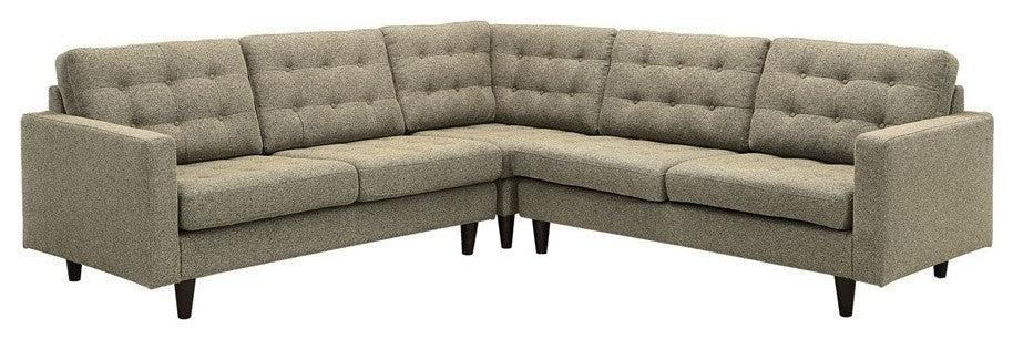 Modern Oatmeal Empress 3 Piece Upholstered Fabric Sectional Sofa Set