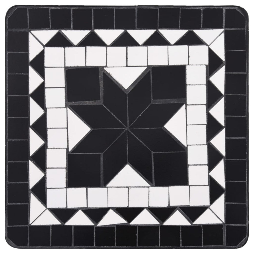 vidaXL Mosaic Side Table Black and White Ceramic