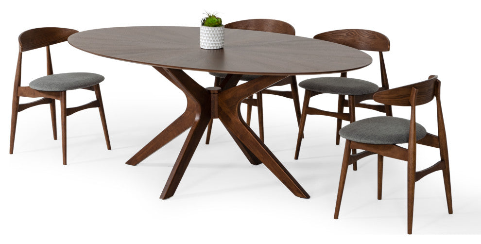 Prospect Dining Table, 75", Walnut, Midcentury, Oval