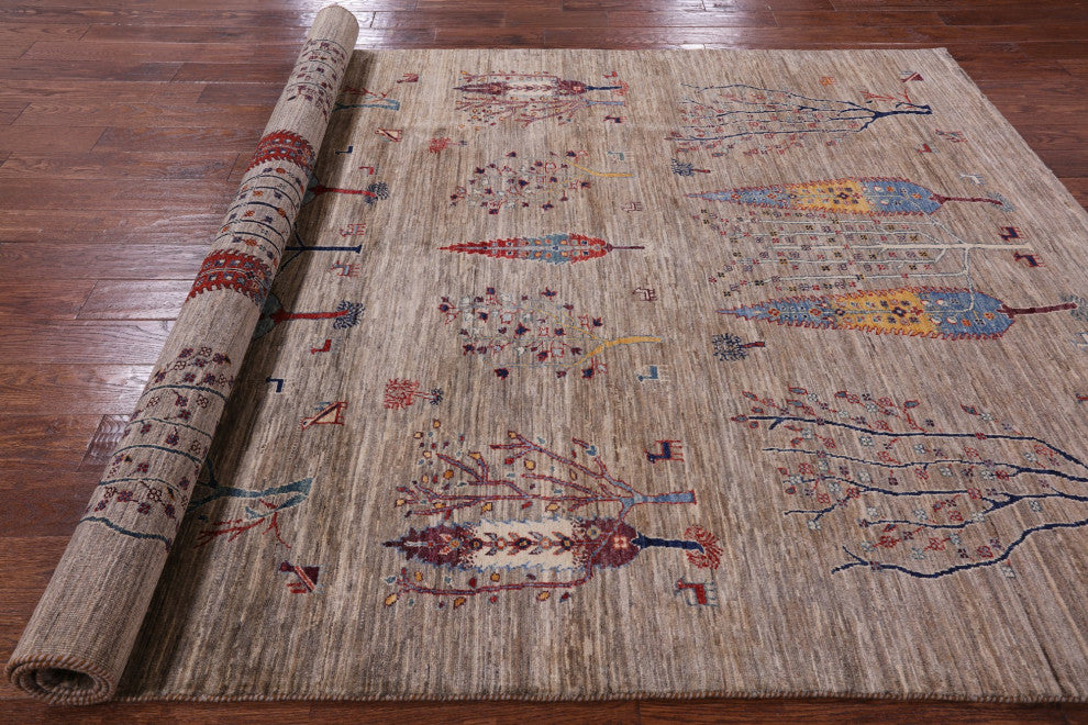 Tribal Persian Gabbeh Hand Knotted Rug 6' 7" X 9' 8" Q5260