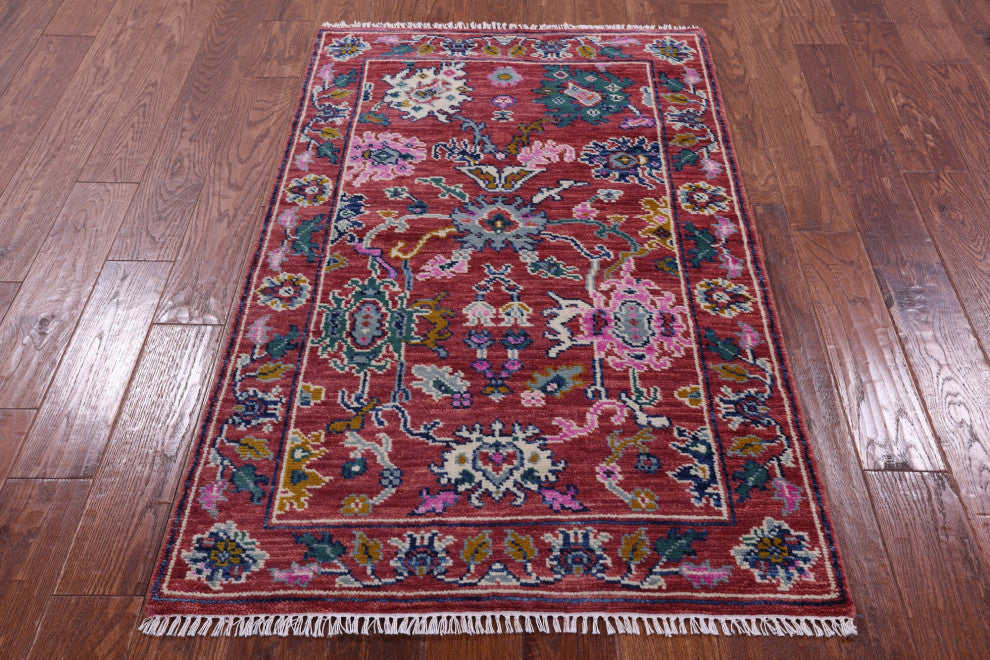 3' 1" X 4' 11" Hand Knotted Turkish Oushak Wool Rug - Q15902