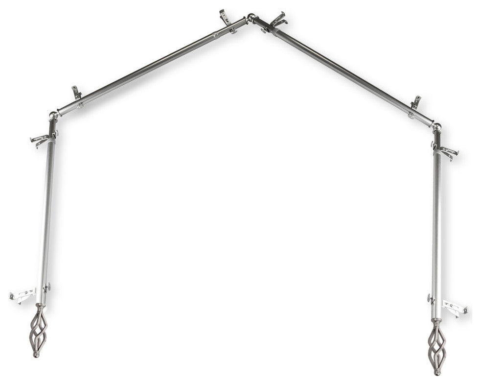 Vinci 13/16" 4-Sided Bay Window Curtain Rod, Satin Nickel