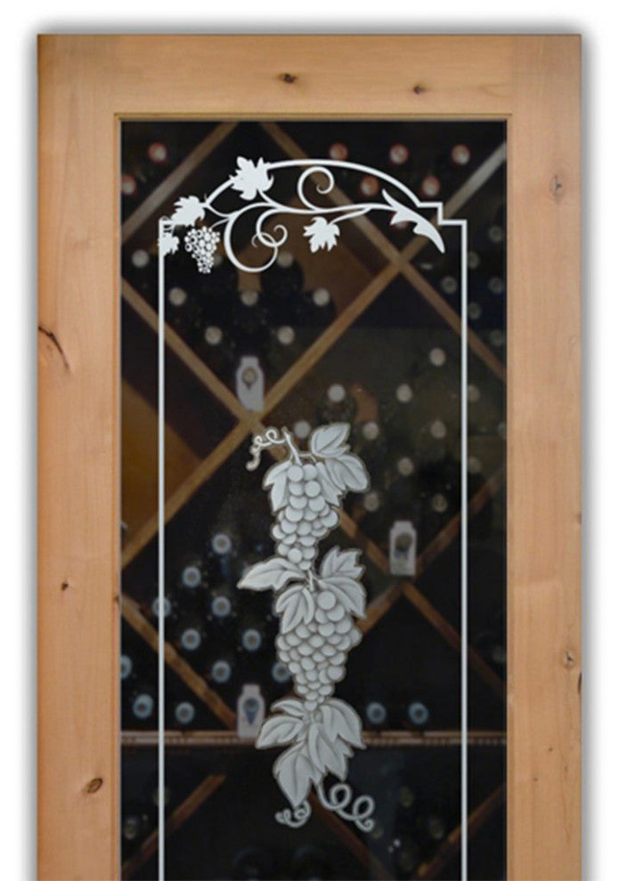 Wine Door - Grapes Strand Grape Ivy - Primed - 30" x 84" - Knob on Right -...