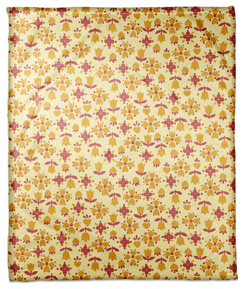 Tulip Pattern in Yellow Fleece Blanket