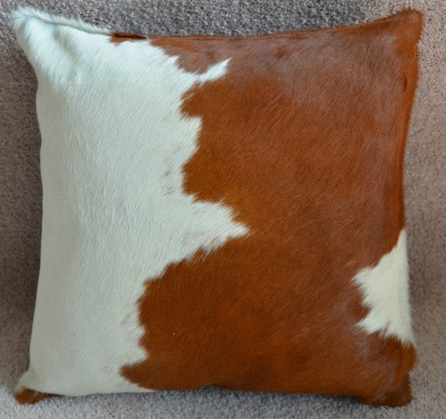 Pergamino Brown and White Cowhide Pillows, Double Sided