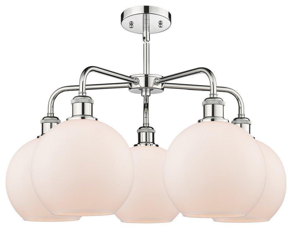Athens 5-Light 26" Stem Chandelier, Polished Chrome, Matte White