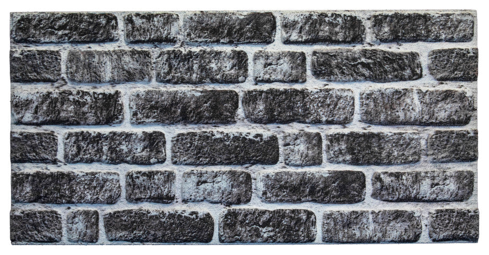 Faux Brick 3D Wall Panels, Charcoal White, Set of 10, Covers 54 sq ft