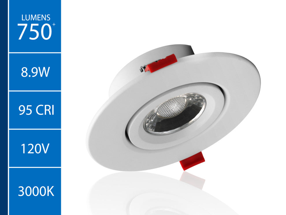 4-inch White Canless Adjustable Gimbal 3000K LED Recessed Downlight