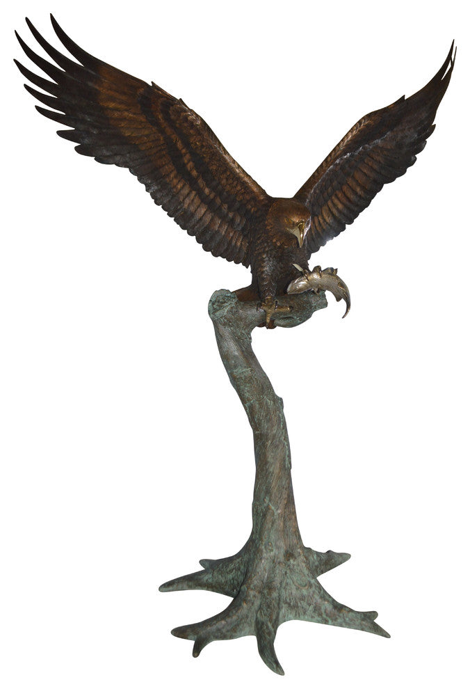 Landing Eagle on a Tree Giant Bronze Statue -  Size: 72"L x 36"W x 88"H.
