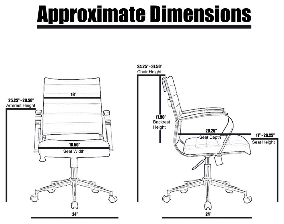 Set of 2 Mid Back Swivel Ribbed PU Leather Office Arm Chair Modern Ergonomic, Beige Tan
