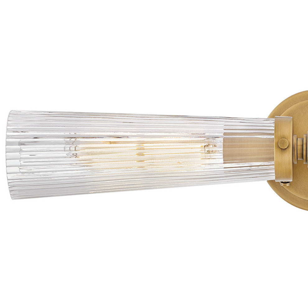 Hinkley Jude 24" Two Light Bath Vanity, Heritage Brass + Clear Fluted Glass