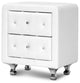 Urban Designs 24" Crystal Tufted White Upholstered Modern Nightstand