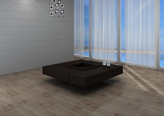 Wenge Finish MDF Coffee Table With 15mm Thick Glass Base, Wenge