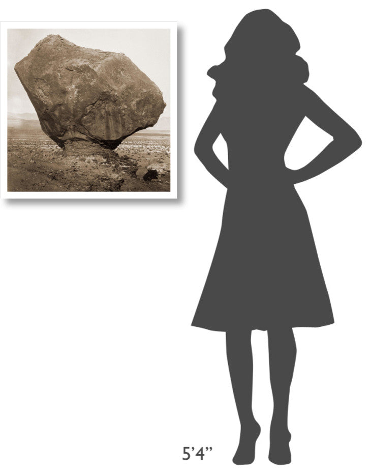 "Perched Rock, Rocker Creek, Arizona, with sitting man, 1872" Paper Art, 26"x26"