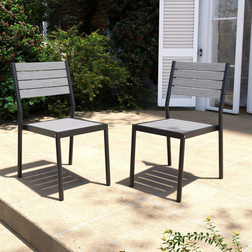 7-Piece Gray Outdoor Patio Set Dining Chairs Table With Umbrella Hole, Dc037
