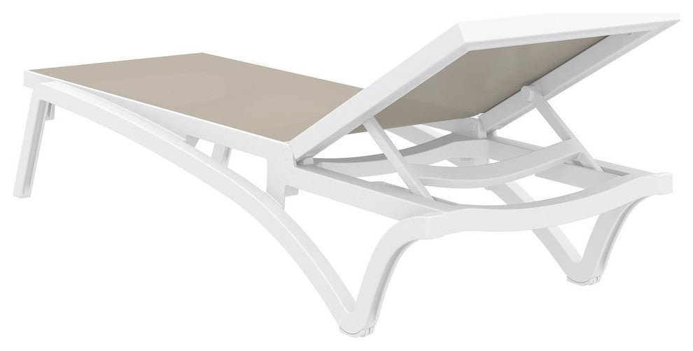 Compamia Pacific Sling Set of 2 Chaise Lounge With White Frame, Taupe