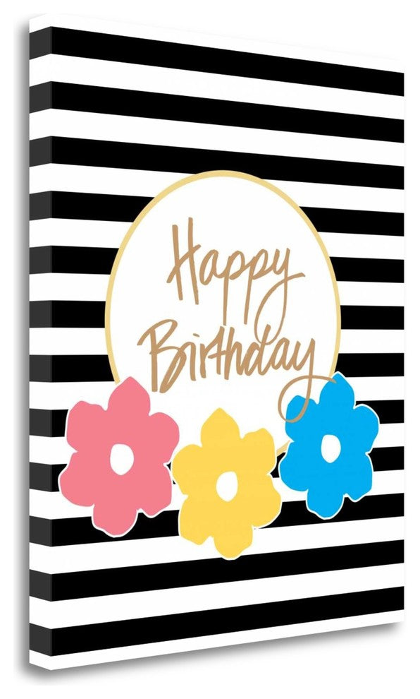 "Happy Birthday Flowers" By Linda Woods, Giclee Print on Gallery Wrap Canvas