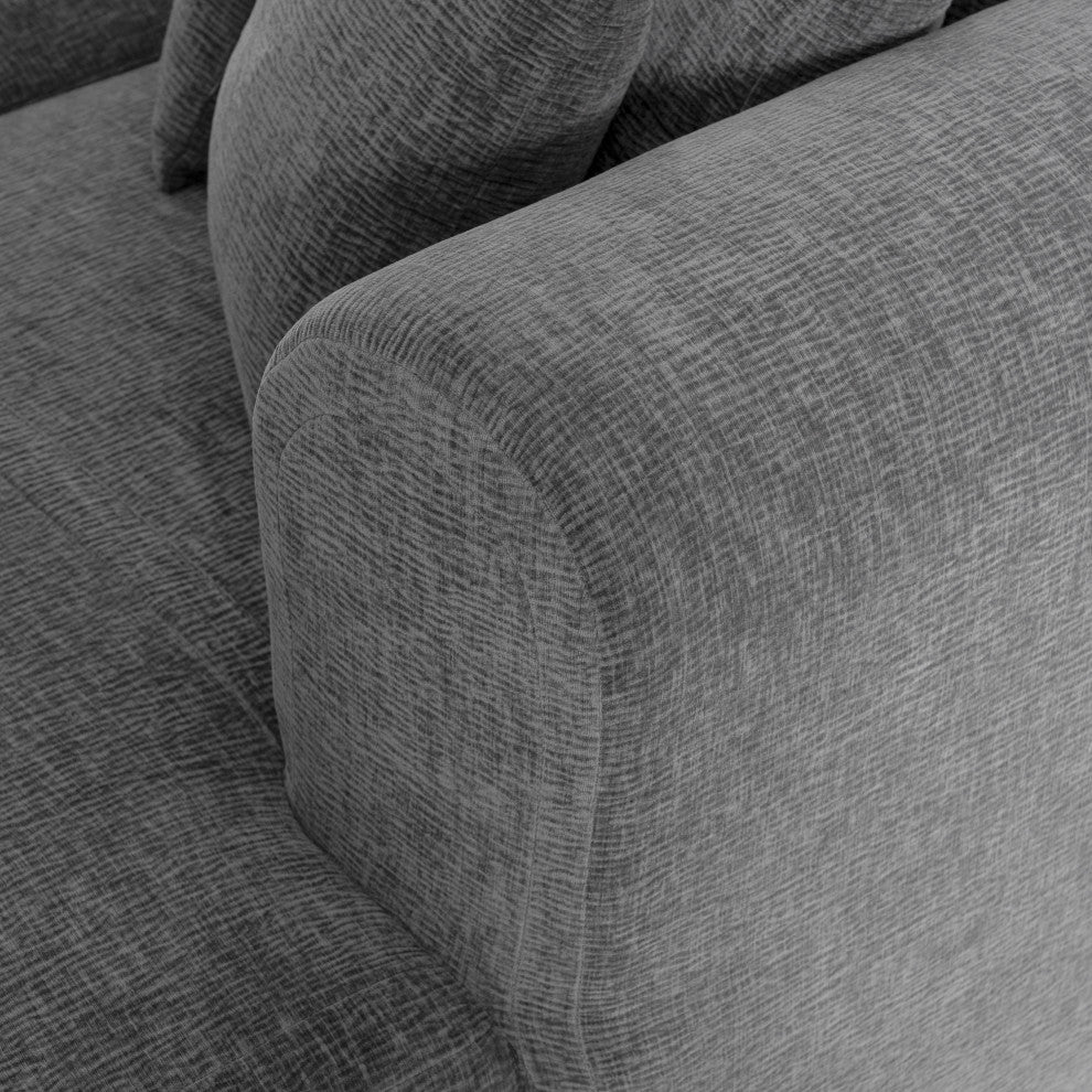 GDF Studio L-Shape Upholstered Chenille Corner Sectional Sofa with Pillows, Gray