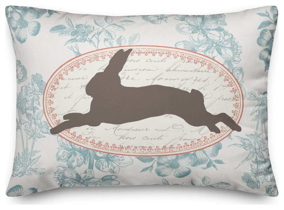 Vintage Florals Rabbit 14x20 Spun Poly Pillow