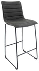 LeisureMod BS29BL Brooklyn 29.9" Leather Bar Stool With Black Iron Base&Footrest