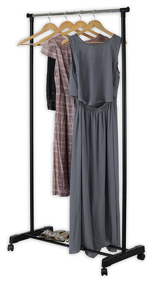 Houseware Portable Closet Hanging Clothing Garment Rack With Wheels, Standard