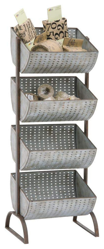 Four Tiered Perforated Metal Display Tower