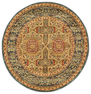 Unique Loom Blue Lincoln Palace 3' 3 x 3' 3 Round Rug