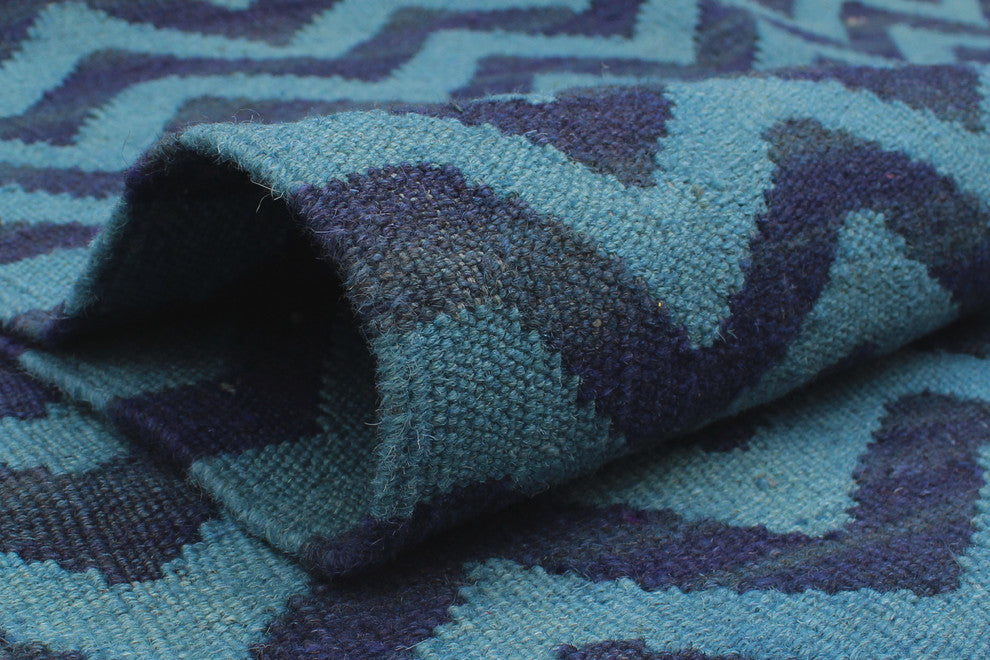 Elan Overdyed Kilim Hayati Light Blue Rug, 4'6x5'11
