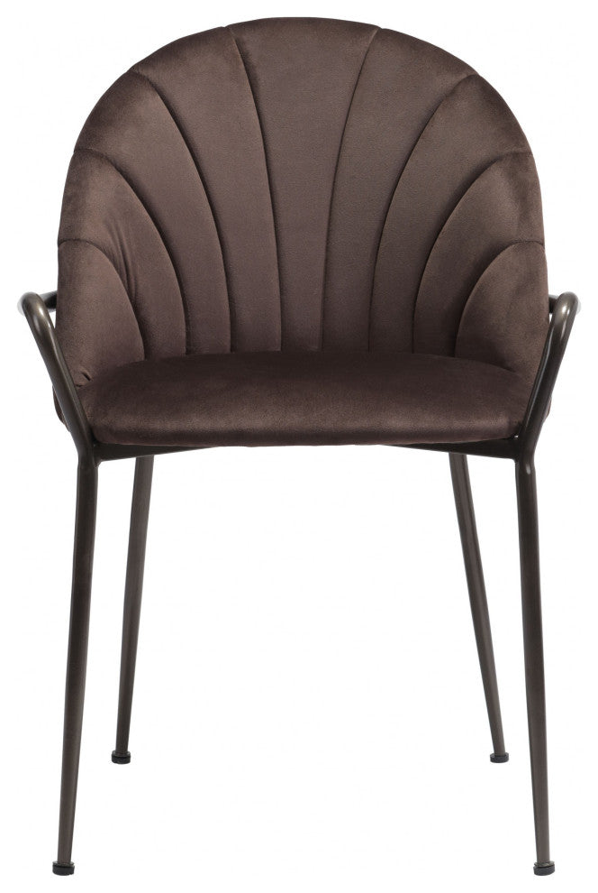 Set of Two Dark Brown Faux Leather Arch Dining Chairs