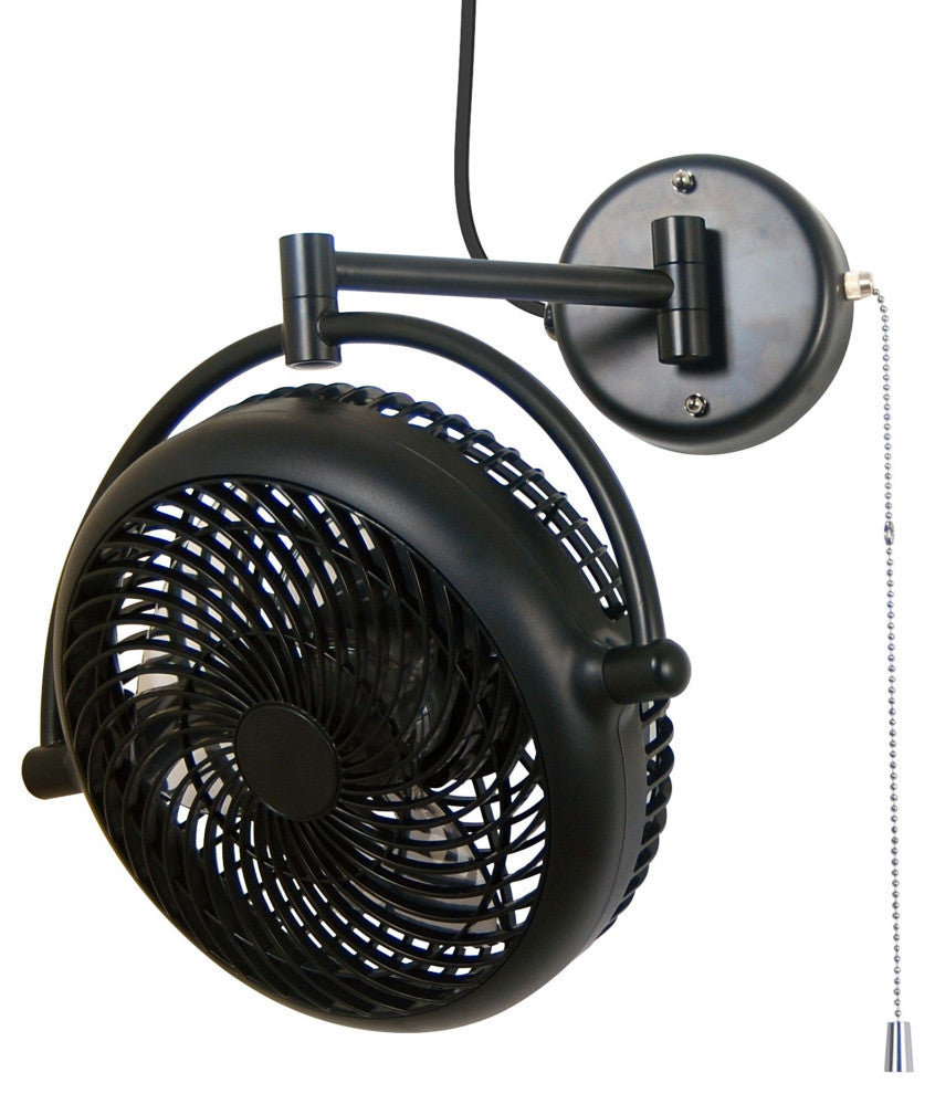Whose Lamp 8-inch Wall Fan Walnut Finish, Black