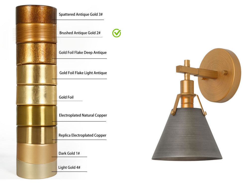 LNC Modern 1-Light Dimmable Metal Armed Wall Sconce 6"W, Gray