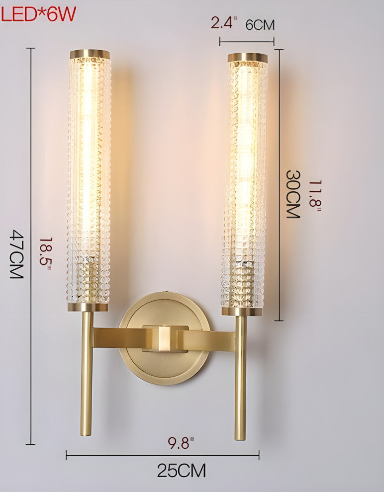 Koniz | Glass Copper Wall Sconce, Cross Reeded Glass
