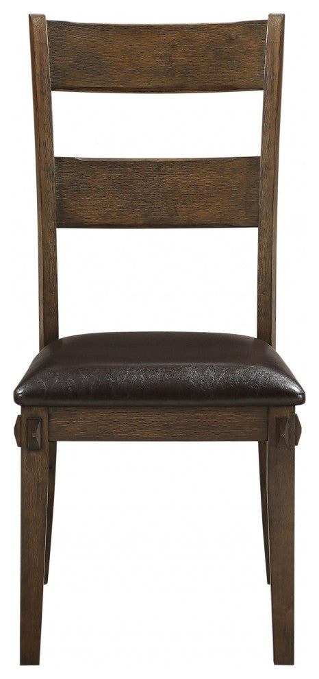 HomeRoots 19" X 21" X 39" Faux Leather Upholstered and Dark Oak Wood Side Chair