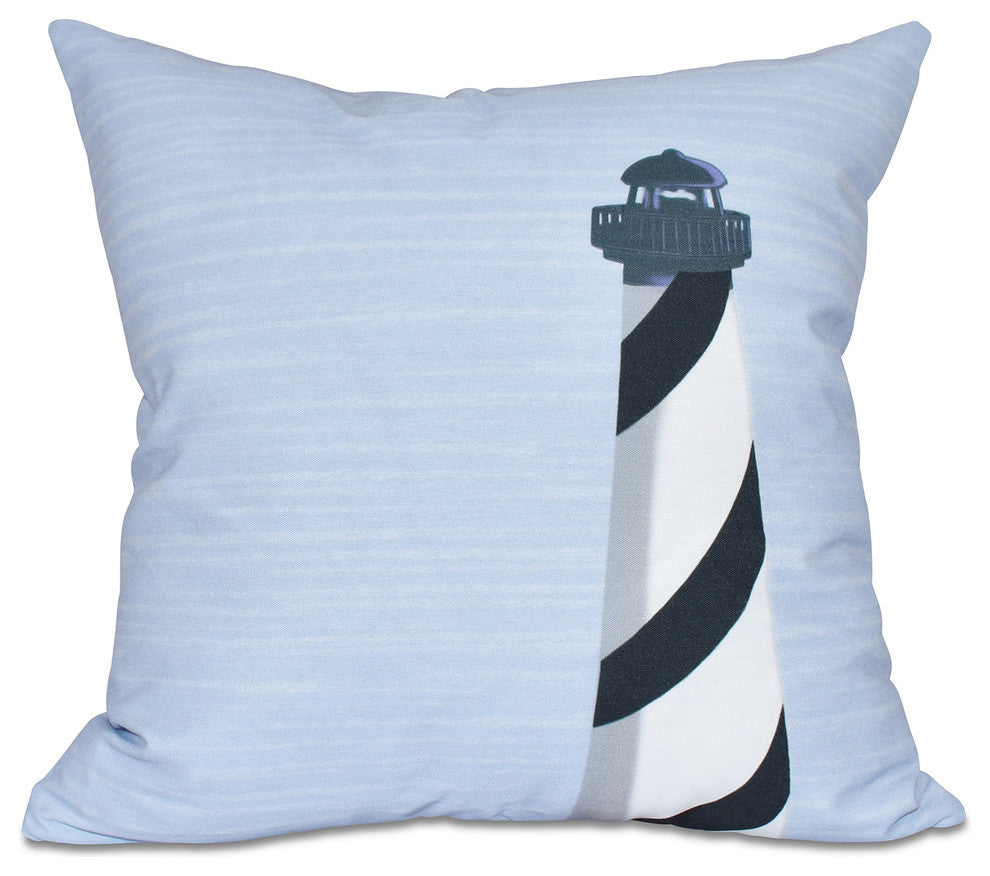 Light House , Geometric Print Pillow, Black, 16"x16"