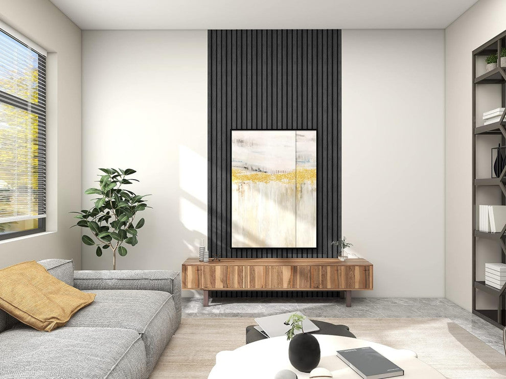 Acoustic Wood Wall Panels | Soundproof Paneling For Wall Decor, Charcoal, Pack of 6, Acoustica Slim