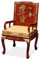 Red Queen Anne Chinoiserie Scenery Oriental Arm Chair