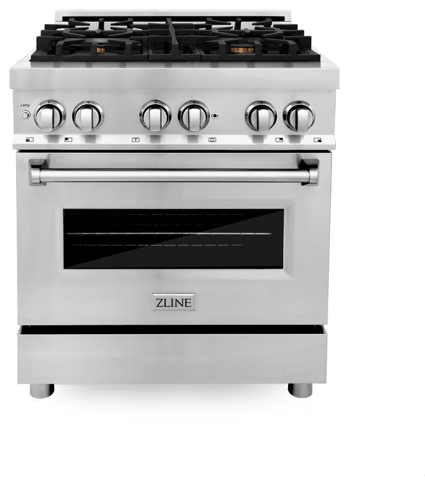 ZLINE 30" Dual Fuel Range With Brass Burners and Reversible Griddle RA-BR-GR-30