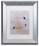 Nicole Dietz 'Bird On Wire White' Matted Framed Art, Silver Frame, White, 14x11