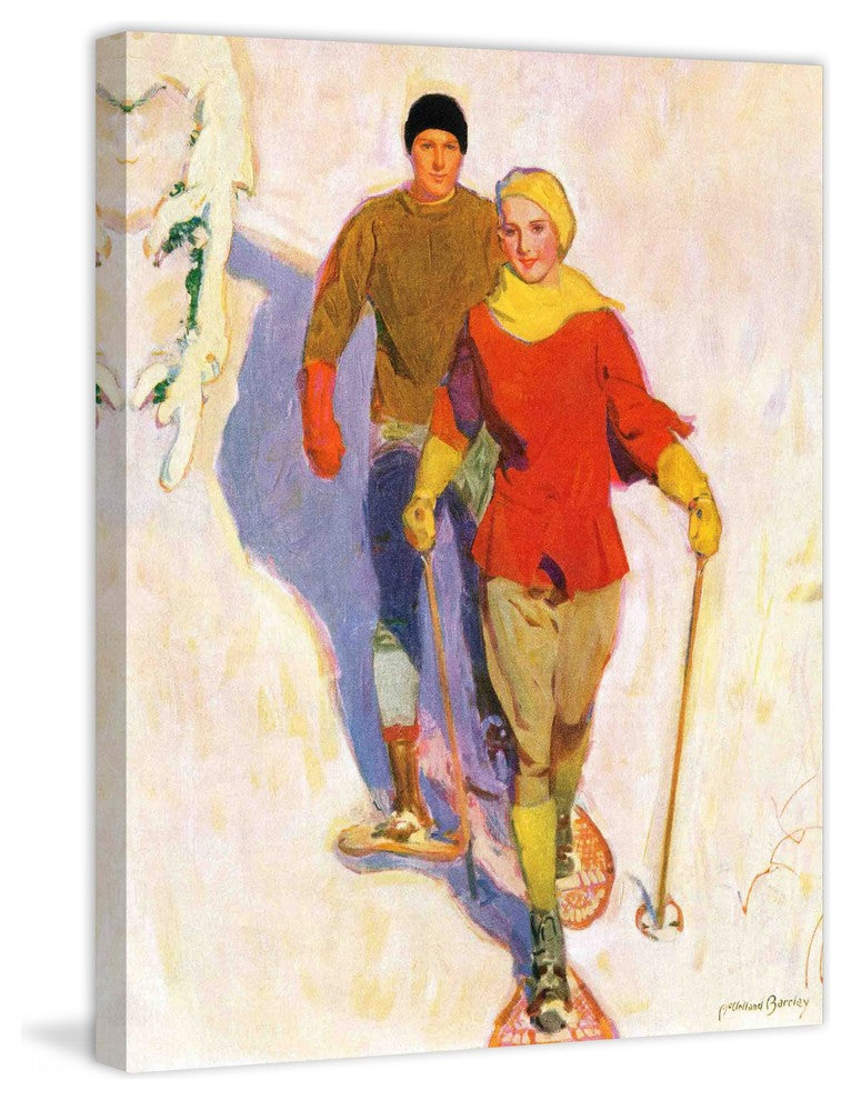 "Couple Wearing Snowshoes" Painting Print on Canvas by McClelland Barclay