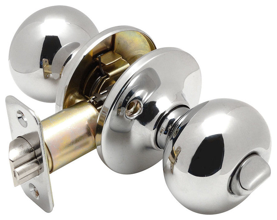 Bedford Series Polished Chrome Door Knobs, Privacy Knob