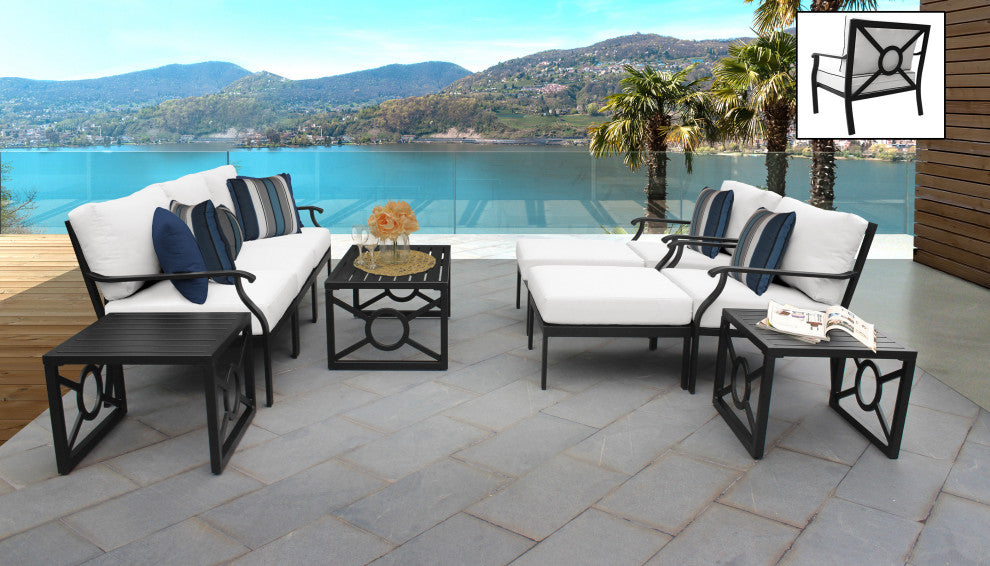 kathy ireland Madison Ave. 10 Piece Aluminum Patio Furniture Set 10c, Alabaster