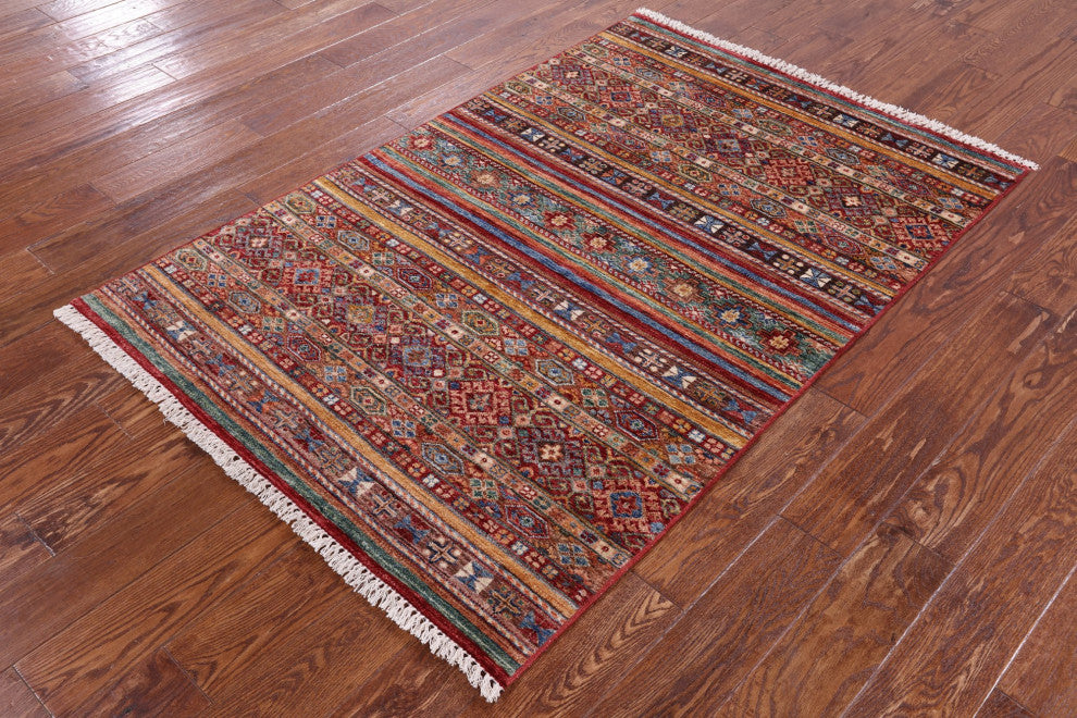 Super Kazak Khorjin Handmade Rug 3' 11" X 5' 9" Q10461