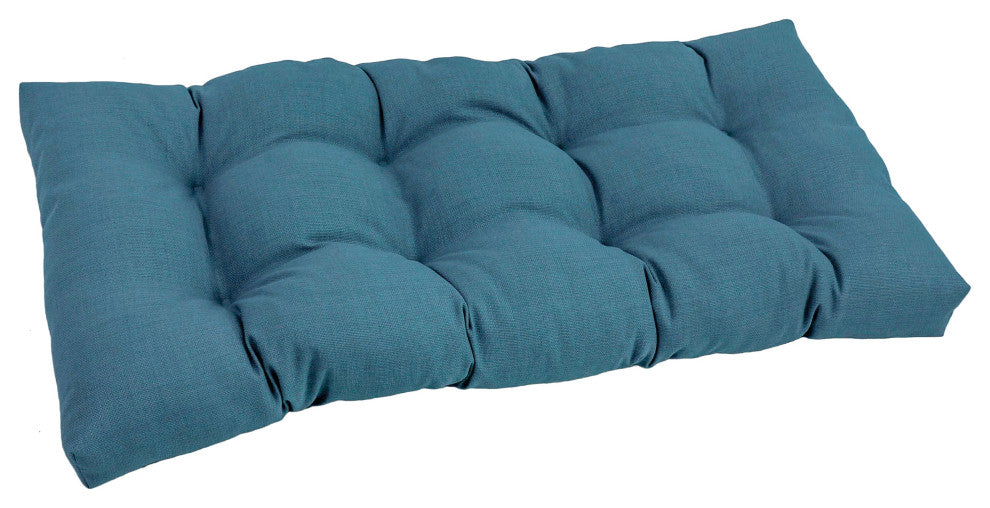 42"X19" Squared Solid Spun Polyester Tufted Loveseat Cushion, Sea Blue
