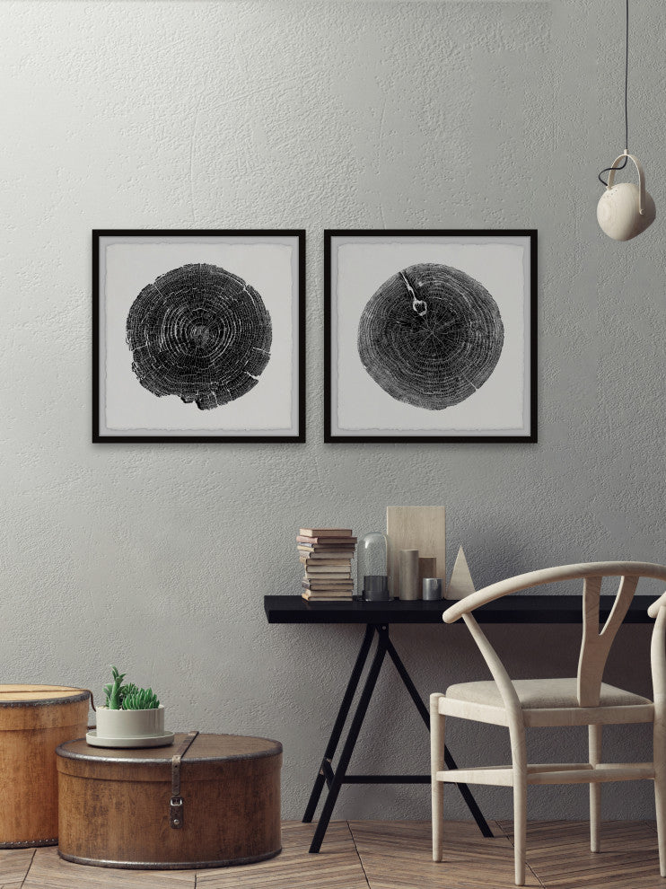 Charred Diptych, Set of 2, 24x24 Panels
