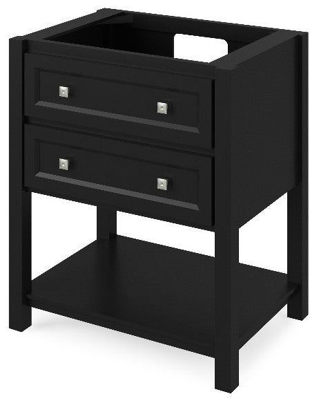 Adler Transitional 30" Black Vanity, Black Granite Vanity Top