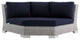Sofa Corner Chair, Sunbrella, Round, Rattan, Gray Blue Navy, Outdoor