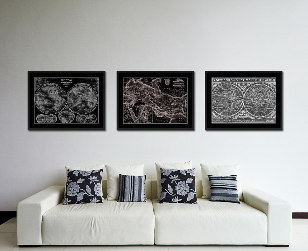 Persia, Iraq, Iran, Afghanistan Vivid Sepia Map On Canvas With Frame, 16" X 21"